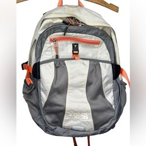 The North Face Recon Grey & Salmon Hiking Bookbag School Backpack Laptop